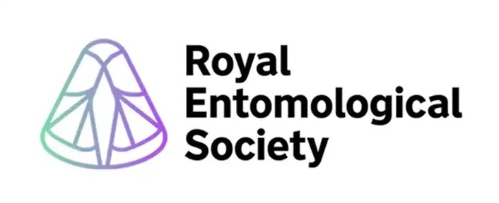 Royal Entomological Society logo, a stylised insect wing fading green to purple.